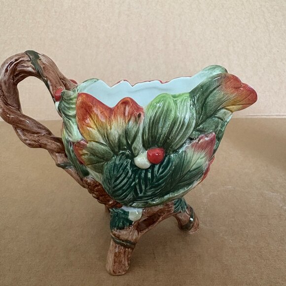 Fitz & Floyd Christmas Lodge Holly Pinecone Sugar Creamer - Picture 7 of 16